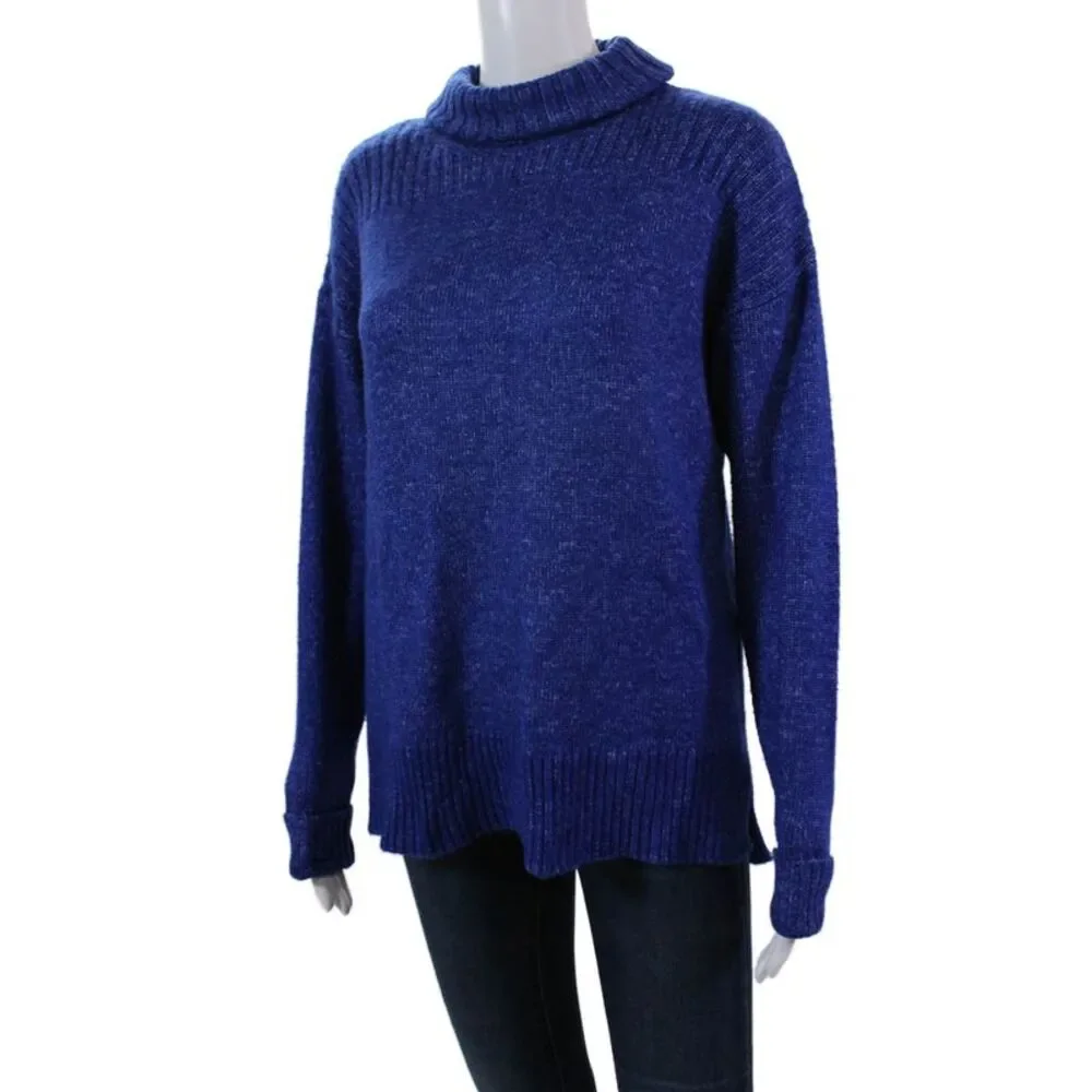 Renuar Womens Long Sleeves Turtleneck Sweater Lapis Blue Size Extra Small
